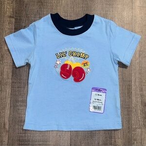 💞 New Baby & Toddler Boys Size 12 Months Blue “Lil Champ” Boxing Tee Shirt